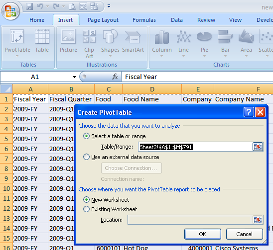 Create Pivot Table