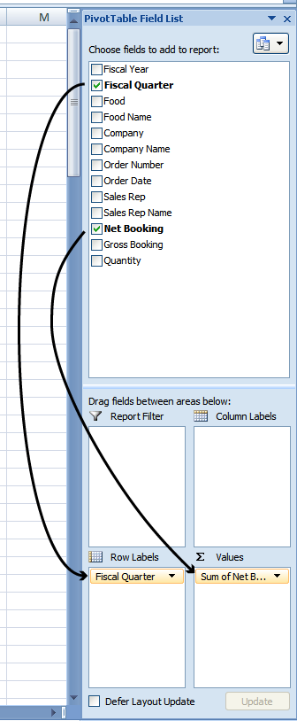 Pivot Table Field List