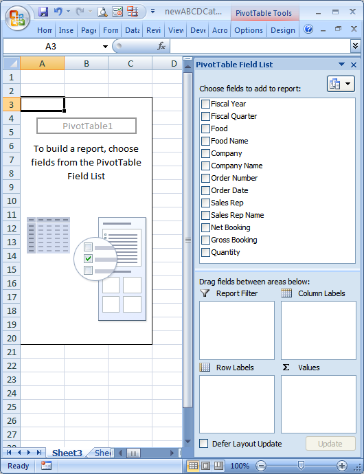 Empty Pivot Table